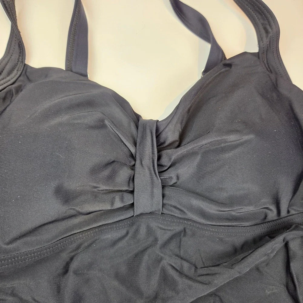Tempt Me One Piece Womens XL Black Ruched Tummy‎ Control Sweetheart 008 NWT